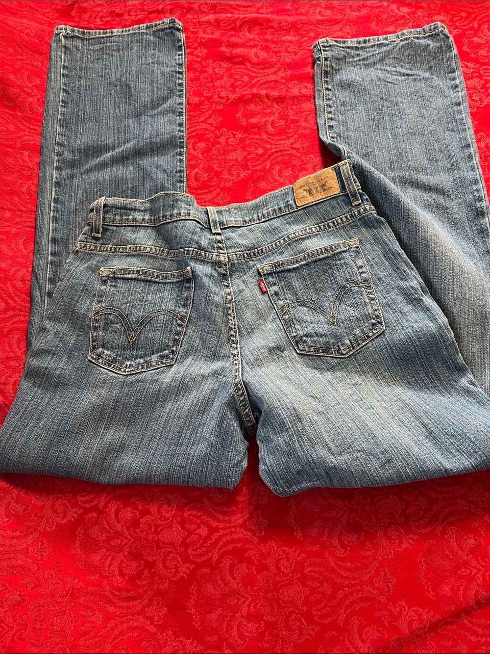 Levi's 550 Relaxed Boot Cut Jeans Women's 12 Long Medium Wash Stretch Denim